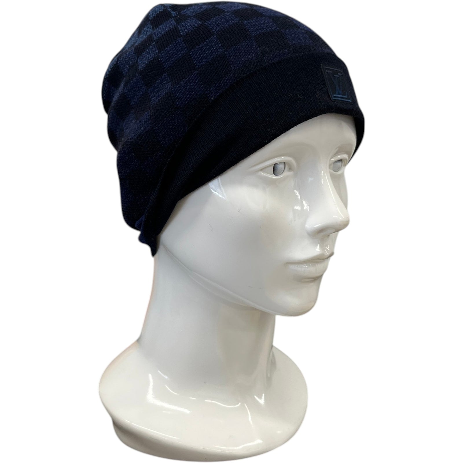 Louis Vuitton Men's Petit Damier Gradient Beanie Hat Navy - Photo 3