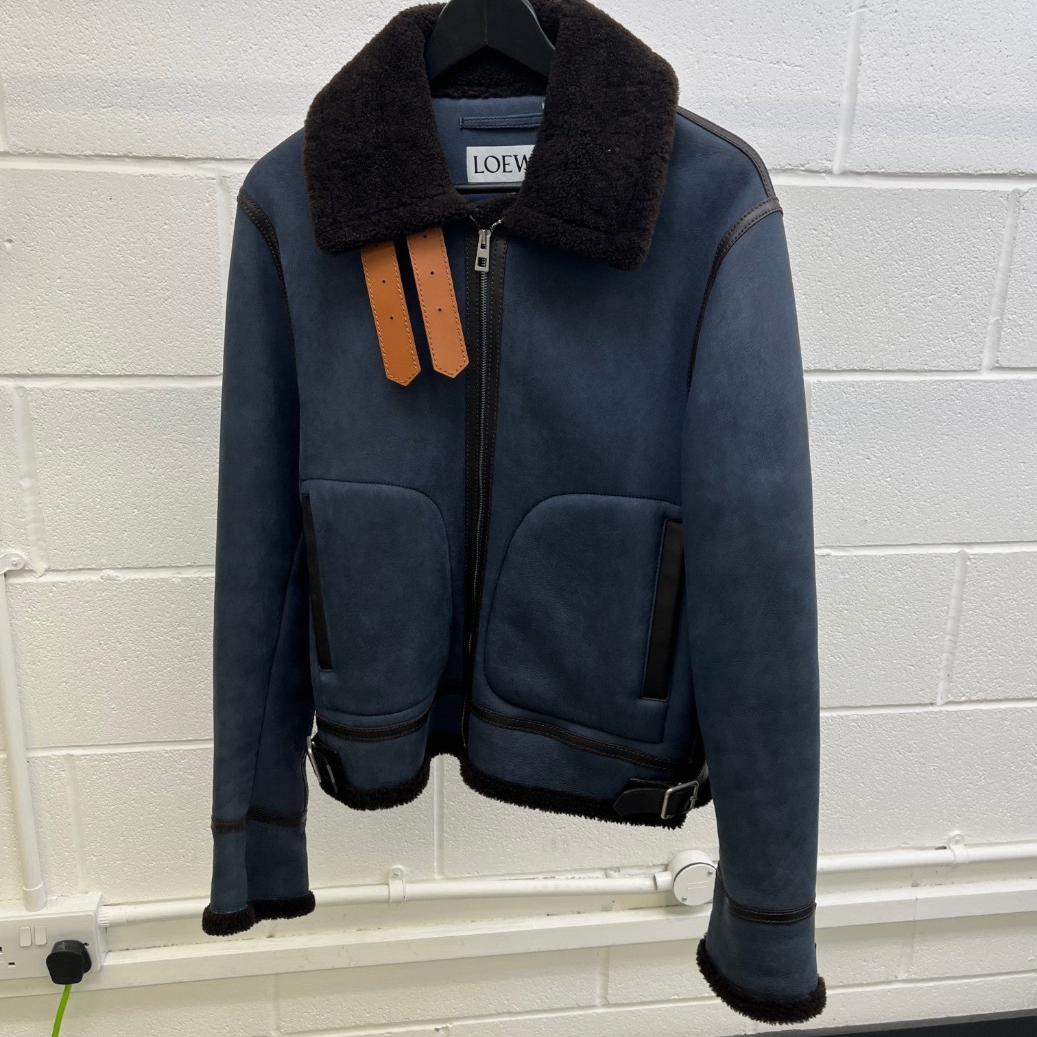 Men's Shearling Lined Aviator Jacket Blue Size IT 48 / M - Photo 9