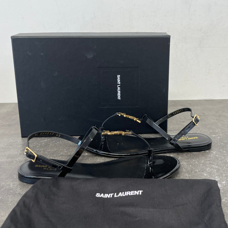 Saint Laurent Women's Cassandra Sandals Black Size 7