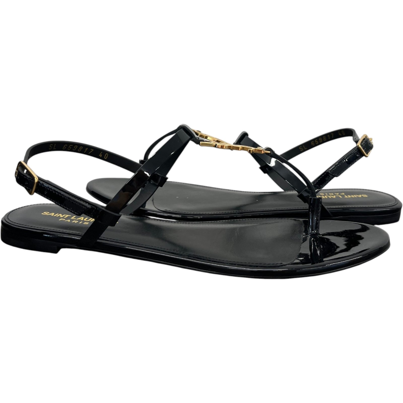 Saint Laurent Women's Cassandra Sandals Black Size 7 - Photo 3