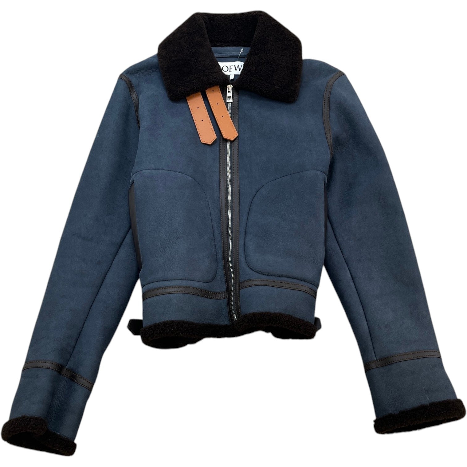 Men's Shearling Lined Aviator Jacket Blue Size IT 48 / M - Photo 1