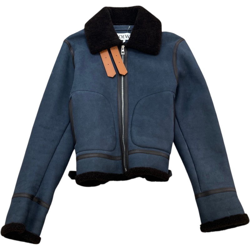 Men's Shearling Lined Aviator Jacket Blue Size IT 48 / M