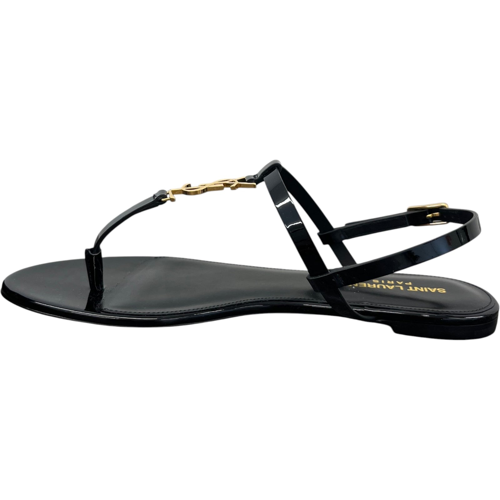 Saint Laurent Women's Cassandra Sandals Black Size 7 - Photo 2