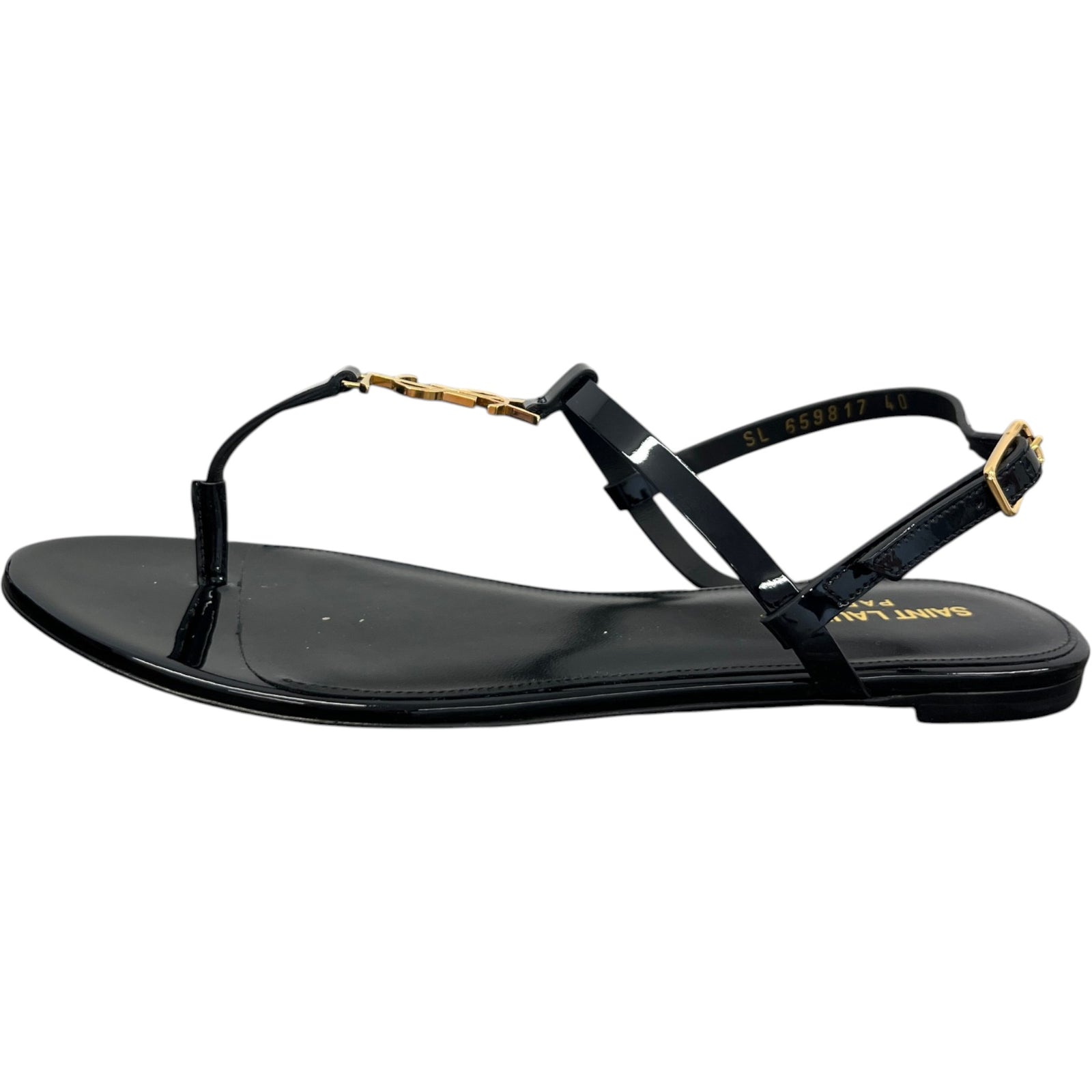 Saint Laurent Women's Cassandra Sandals Black Size 7 - Photo 5