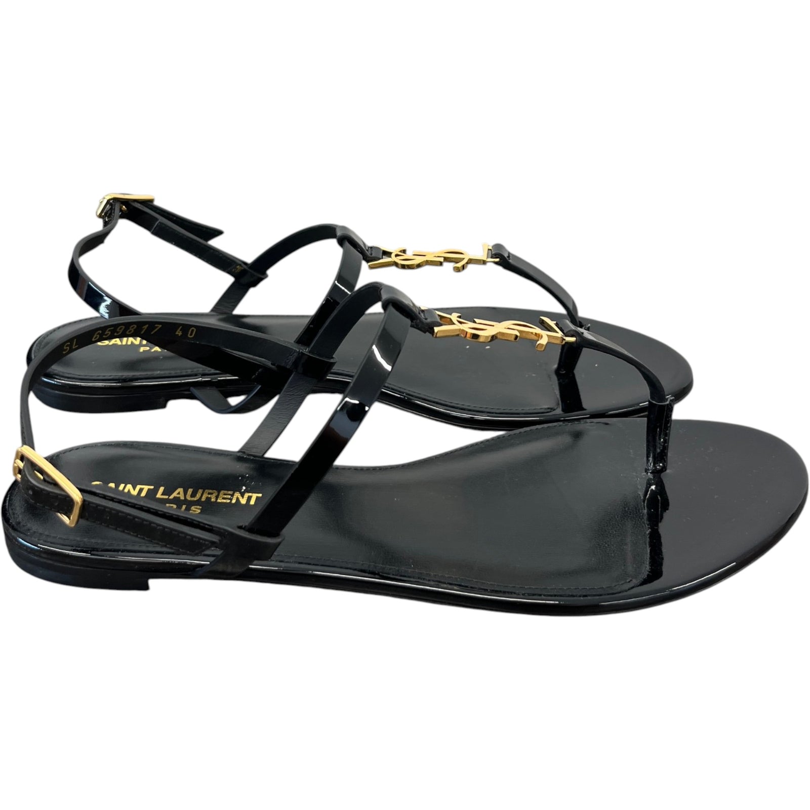 Saint Laurent Women's Cassandra Sandals Black Size 7 - Photo 8