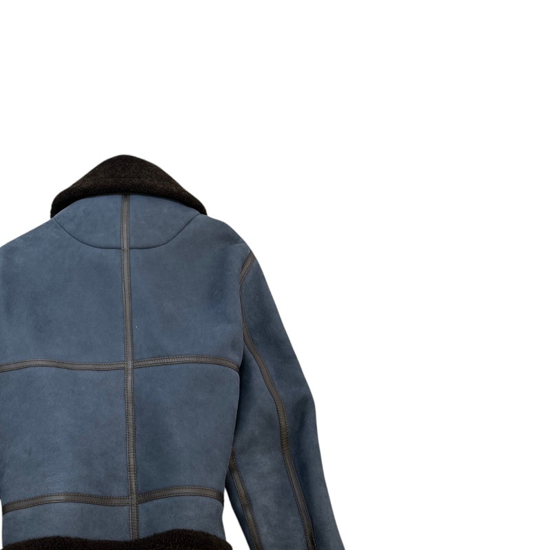 Men's Shearling Lined Aviator Jacket Blue Size IT 48 / M
