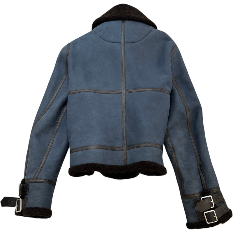 Men's Shearling Lined Aviator Jacket Blue Size IT 48 / M