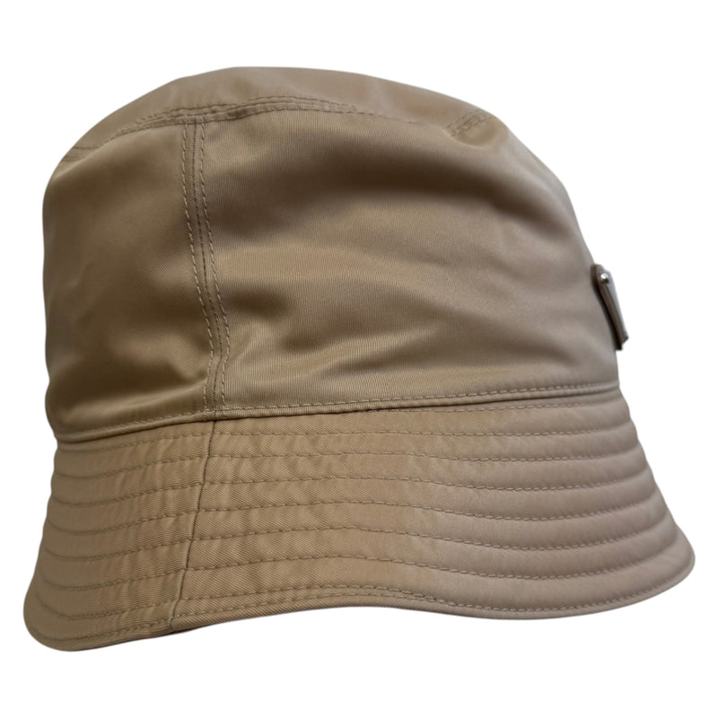 Women's Re-Nylon Plaque Logo Bucket Hat Nude Size S