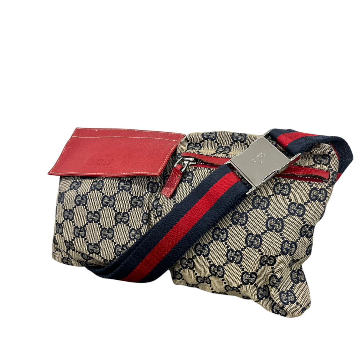 Women's GG Supreme Double Pocket Belt Bag Beige - Photo 4