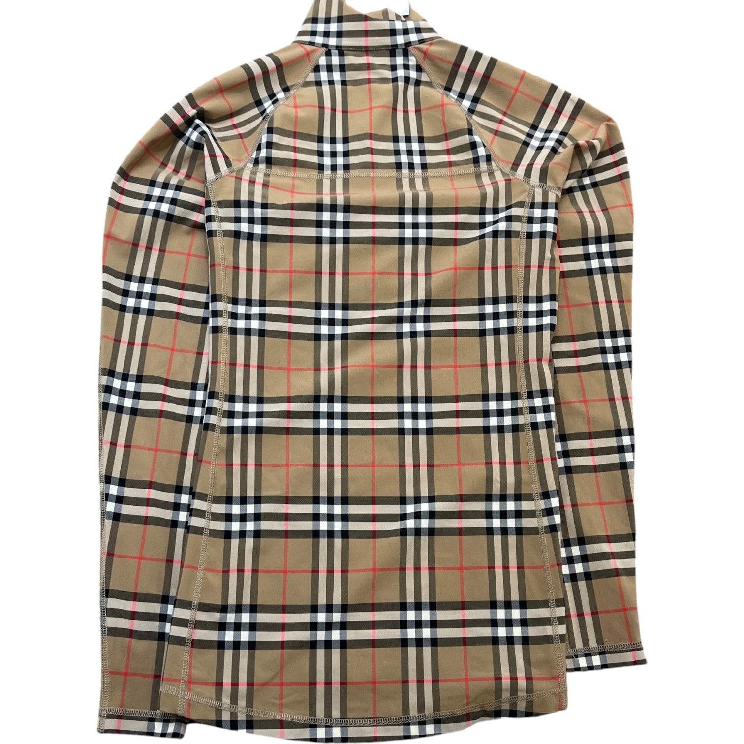 Women's Checkered Long Sleeve T-Shirt Beige Size M - Photo 2