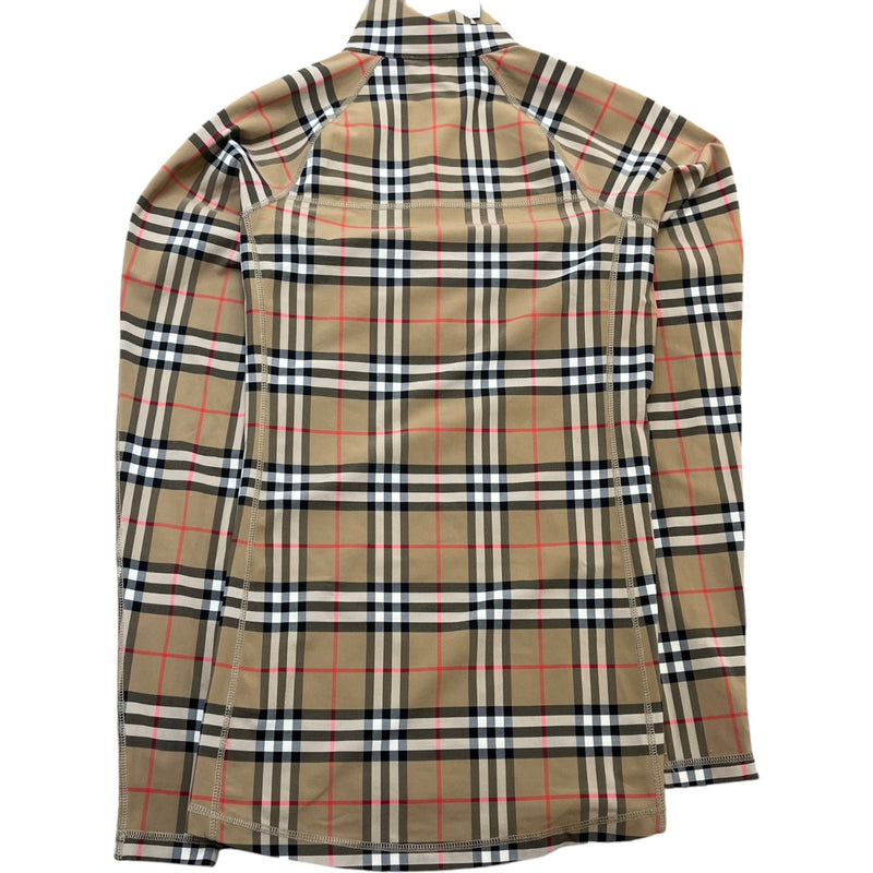 Women's Checkered Long Sleeve T-Shirt Beige Size M