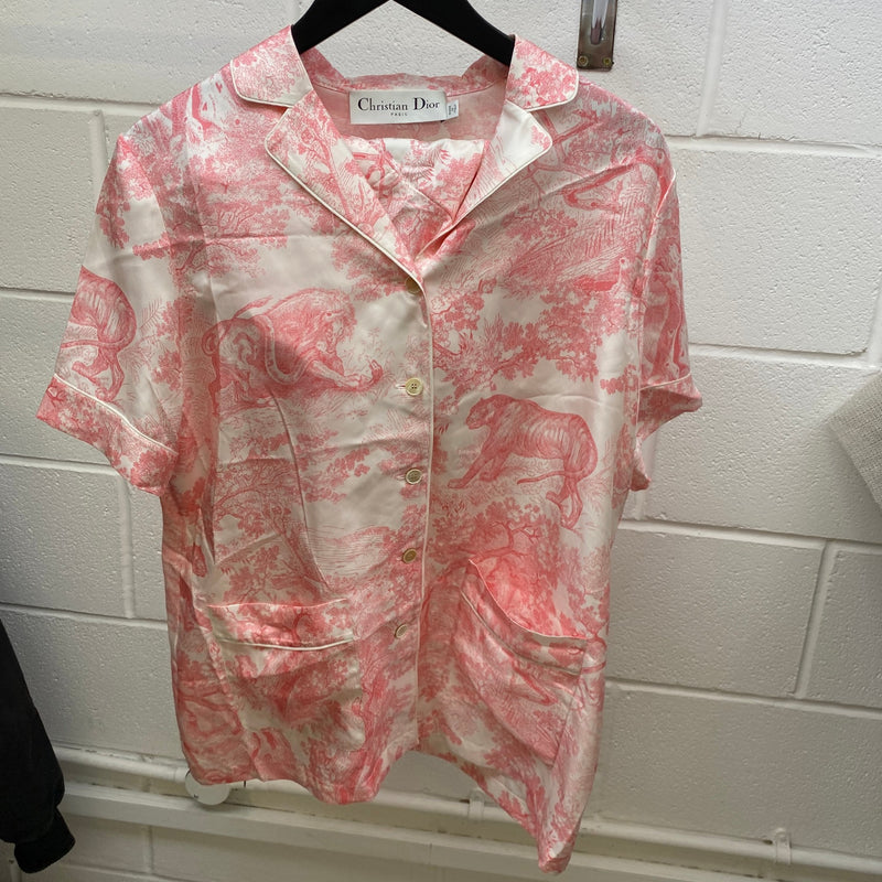 Women's Dioriviera Chez Moi Shirt & Shorts Co-ord Full Tracksuit Pink Size L / UK 12