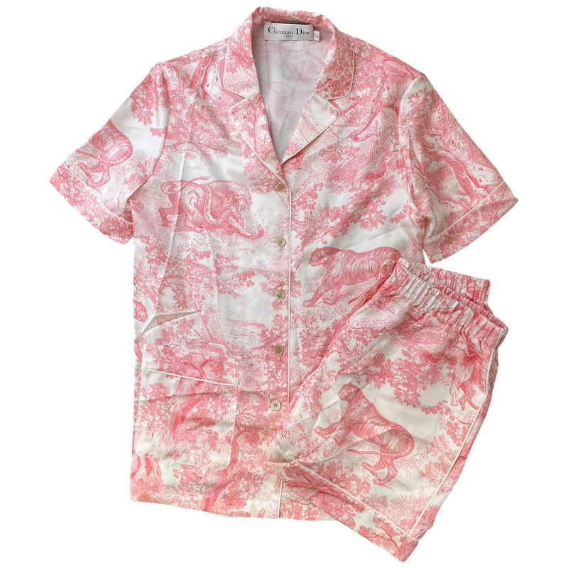 Women's Dioriviera Chez Moi Shirt & Shorts Co-ord Full Tracksuit Pink Size L / UK 12