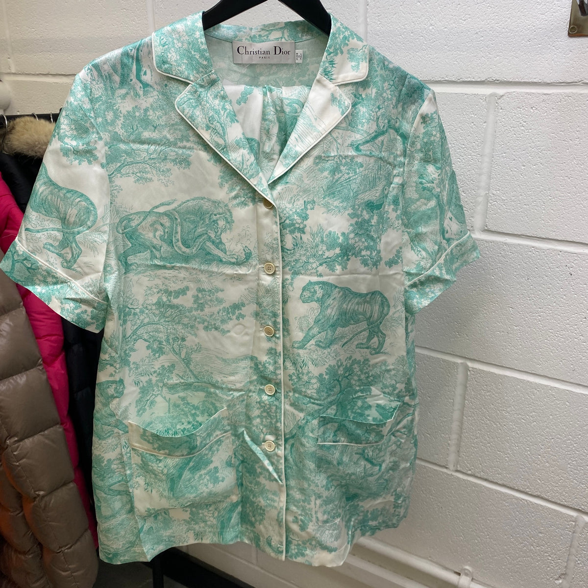 Women's Dioriviera Chez Moi Shirt & Shorts Co-ord Full Tracksuit Green Size L / UK 12 - Photo 14
