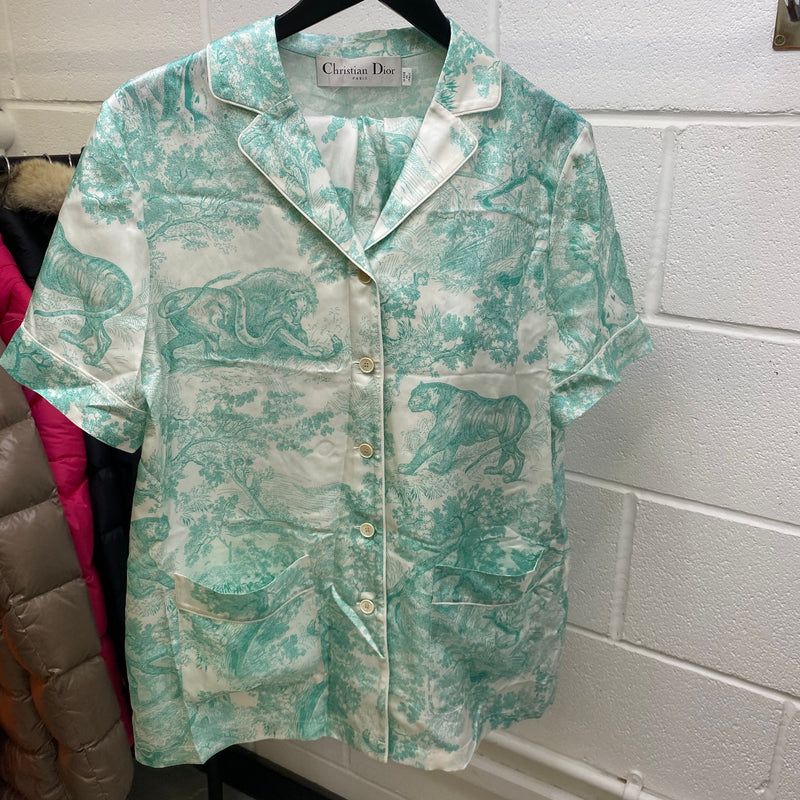 Women's Dioriviera Chez Moi Shirt & Shorts Co-ord Full Tracksuit Green Size L / UK 12