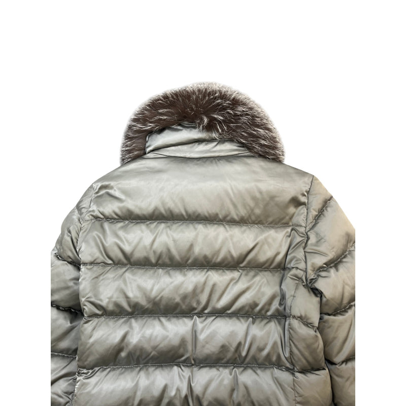 Women's Plaque Logo Fox Fur Down Jacket Grey Size S / UK 8