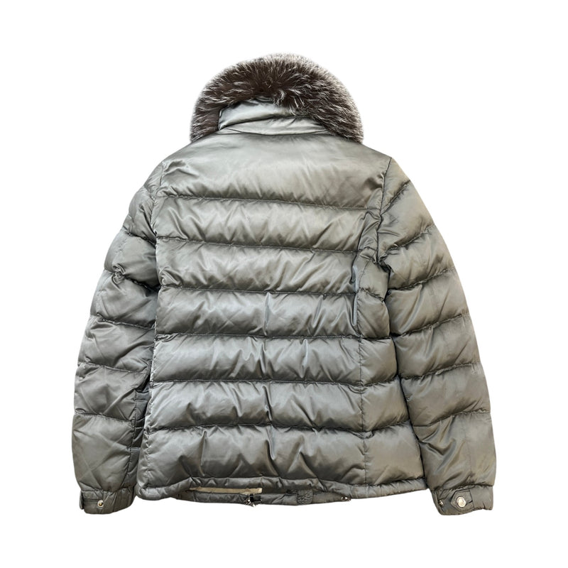 Women's Plaque Logo Fox Fur Down Jacket Grey Size S / UK 8