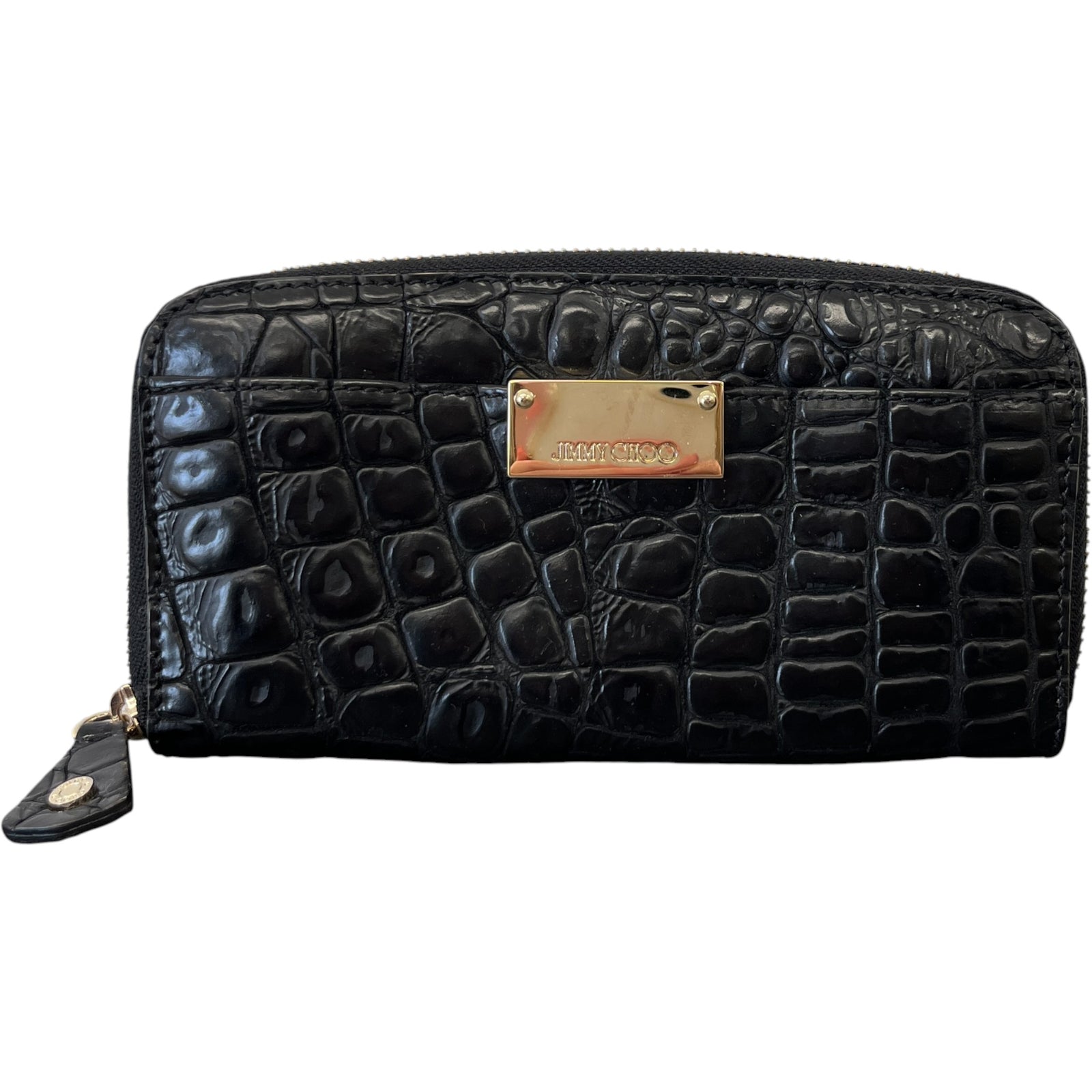 Women's Logo Crocodile Embossed Wallet Black - Photo 1