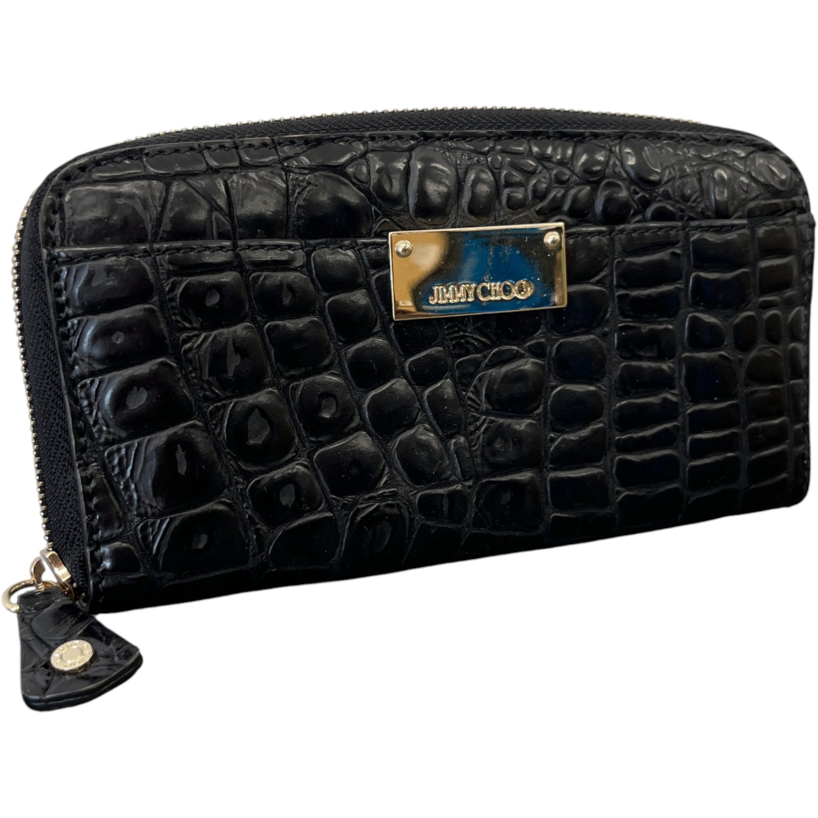 Women's Logo Crocodile Embossed Wallet Black - Photo 3