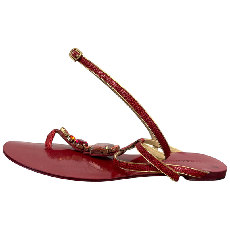 Women's Rhinestone Sandals Red Size UK 6 / EU 39