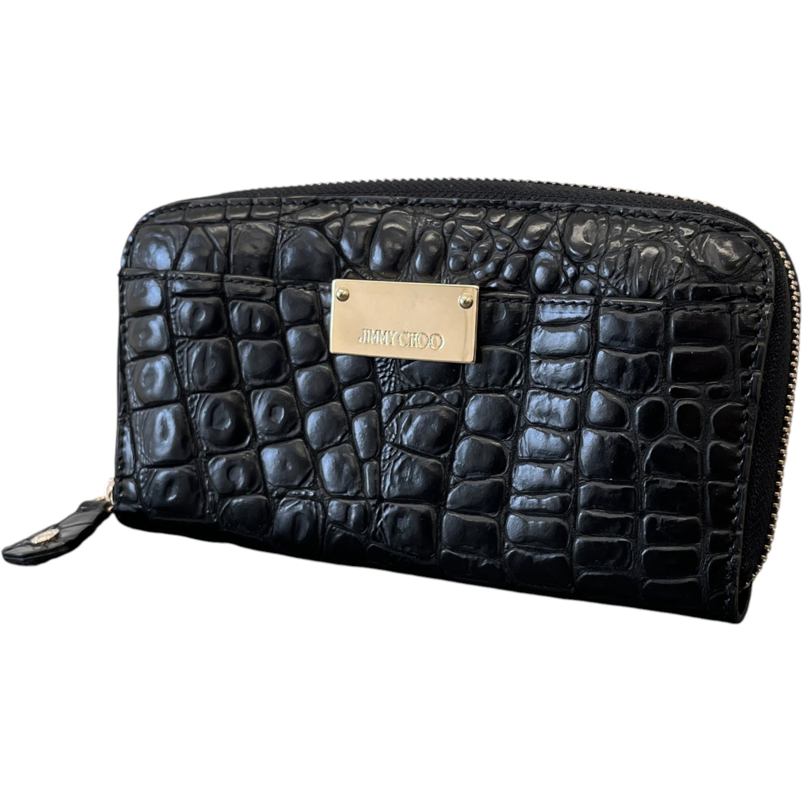 Women's Logo Crocodile Embossed Wallet Black - Photo 4