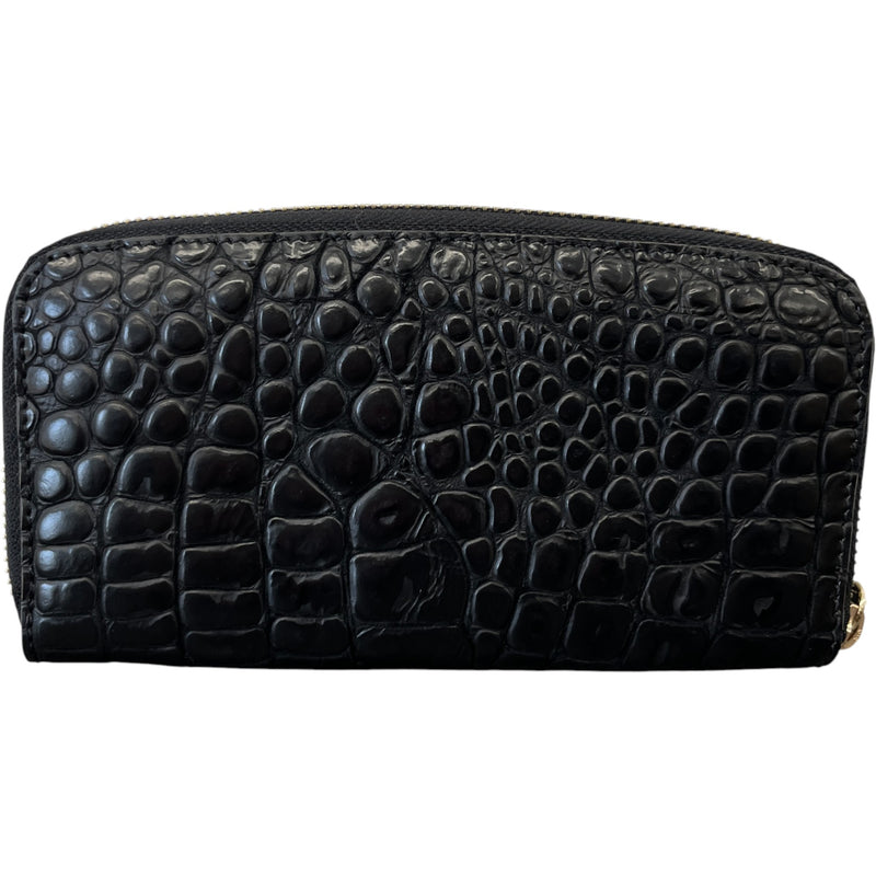 Women's Logo Crocodile Embossed Wallet Black