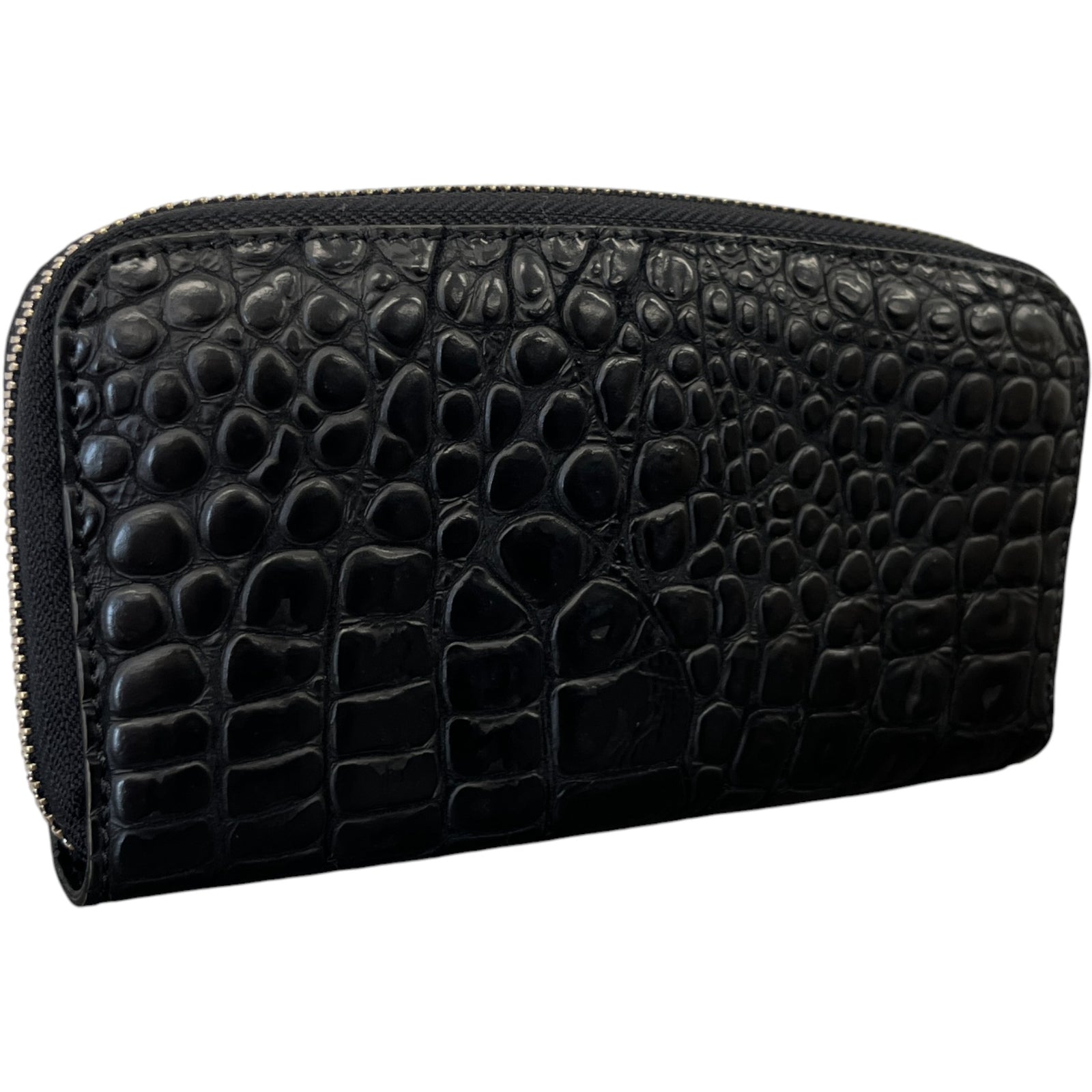 Women's Logo Crocodile Embossed Wallet Black - Photo 7