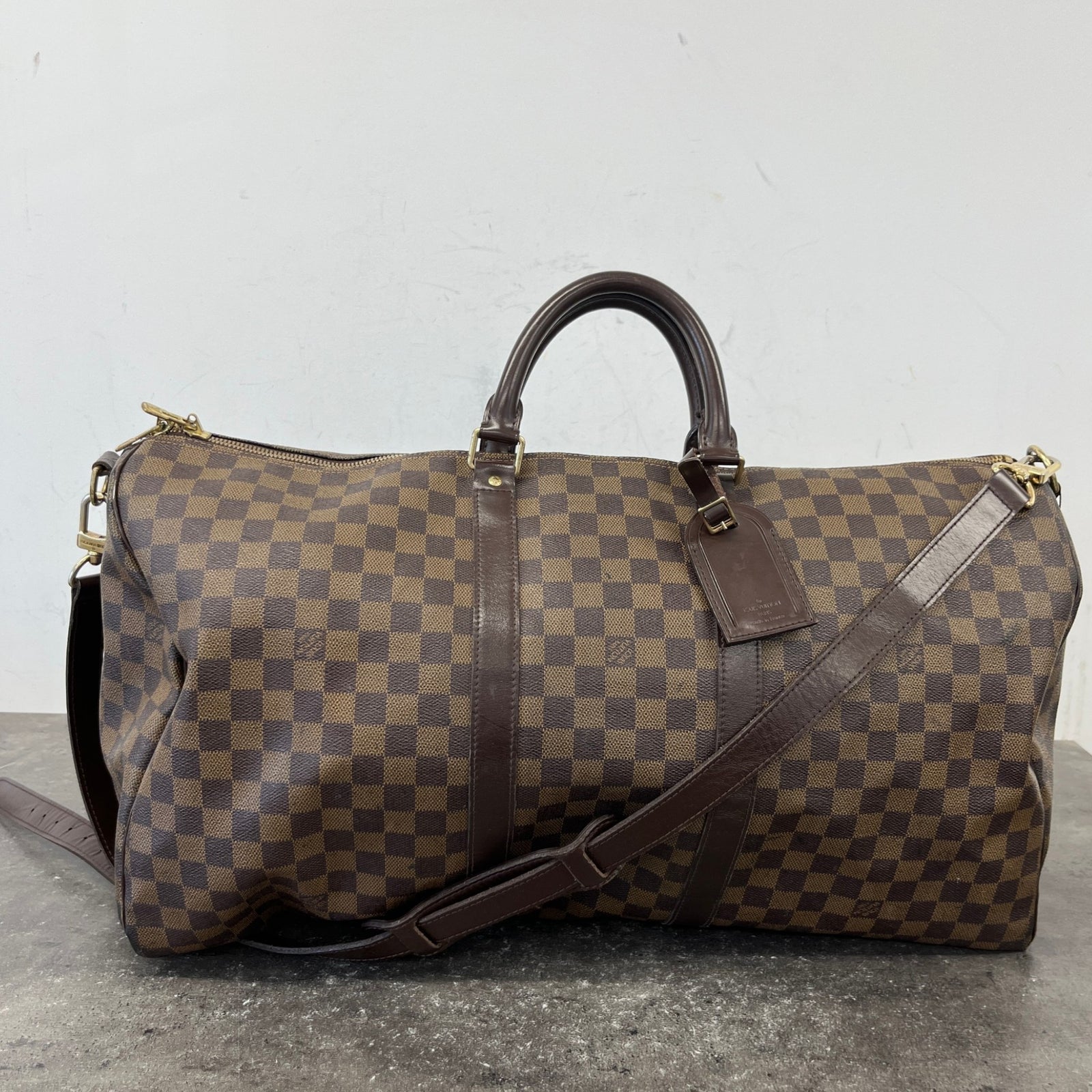 Women's Damier Ebene Keepall Bandoulière 55 Bag Brown - Photo 12
