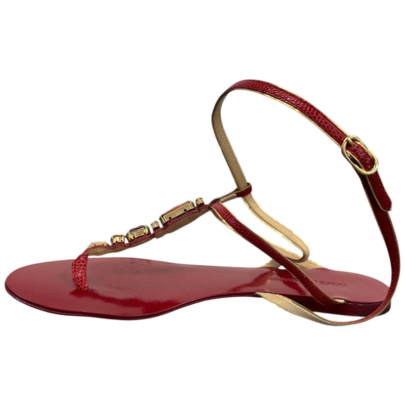 Women's Rhinestone Sandals Red Size UK 6 / EU 39