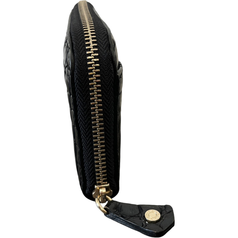Women's Logo Crocodile Embossed Wallet Black