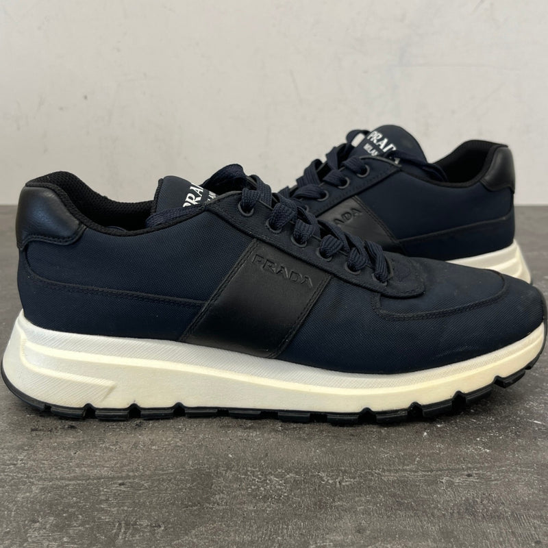 Prada Men's Logo Runner Low Trainers Navy Size 7.5