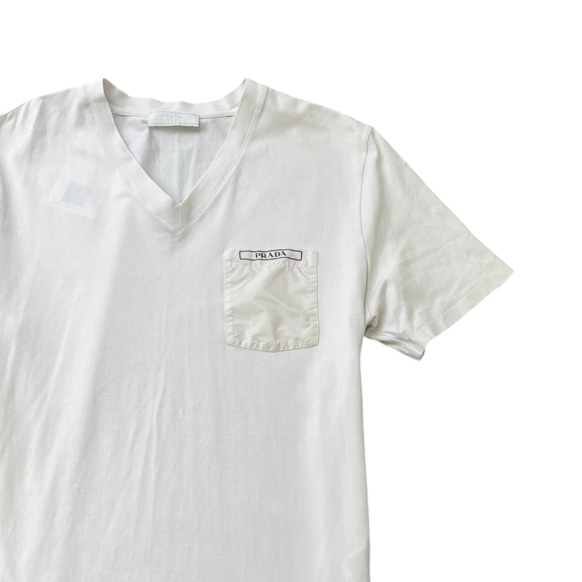 Men's Pocket Logo V Neck T-Shirt White Size S - Photo 3