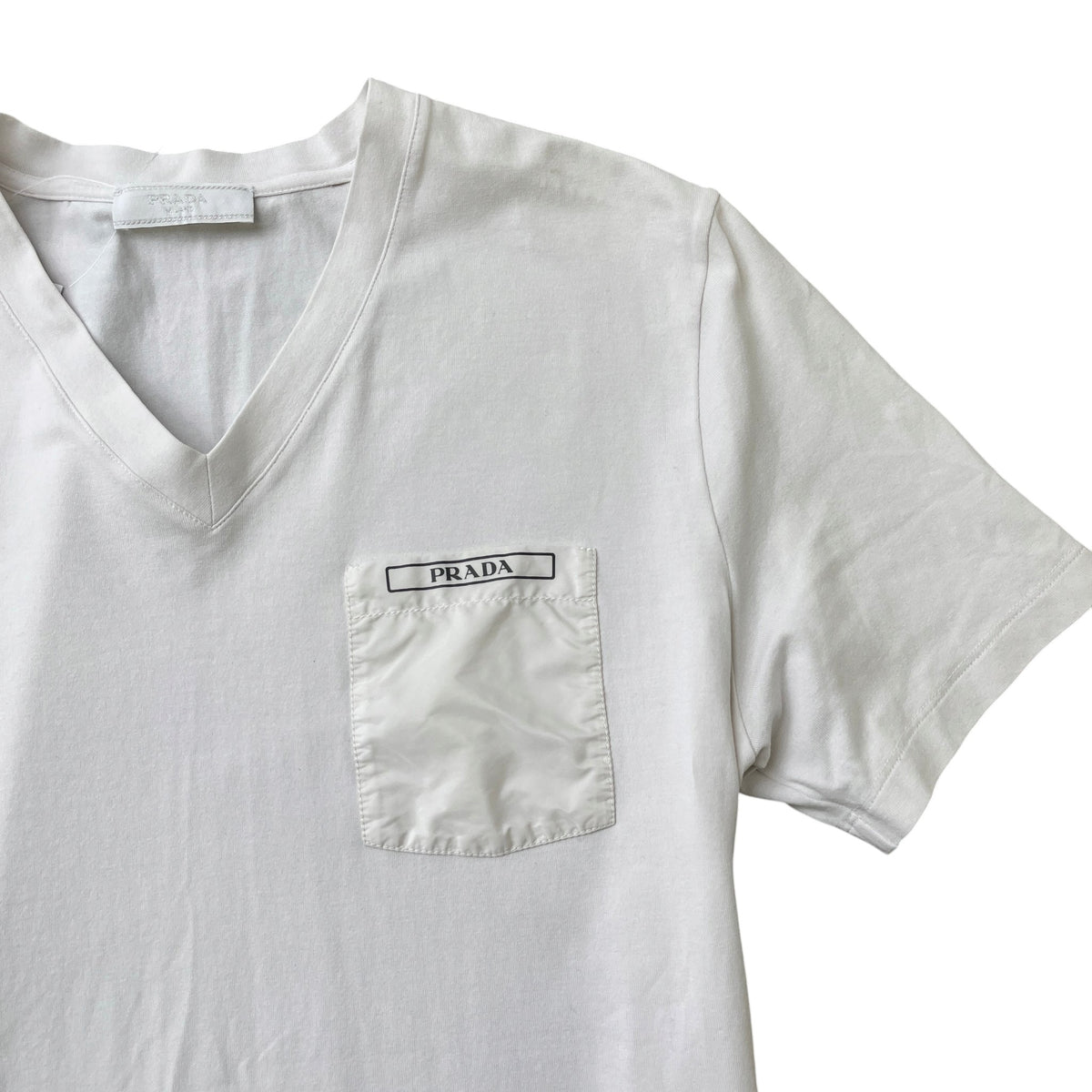 Men's Pocket Logo V Neck T-Shirt White Size S - Photo 5