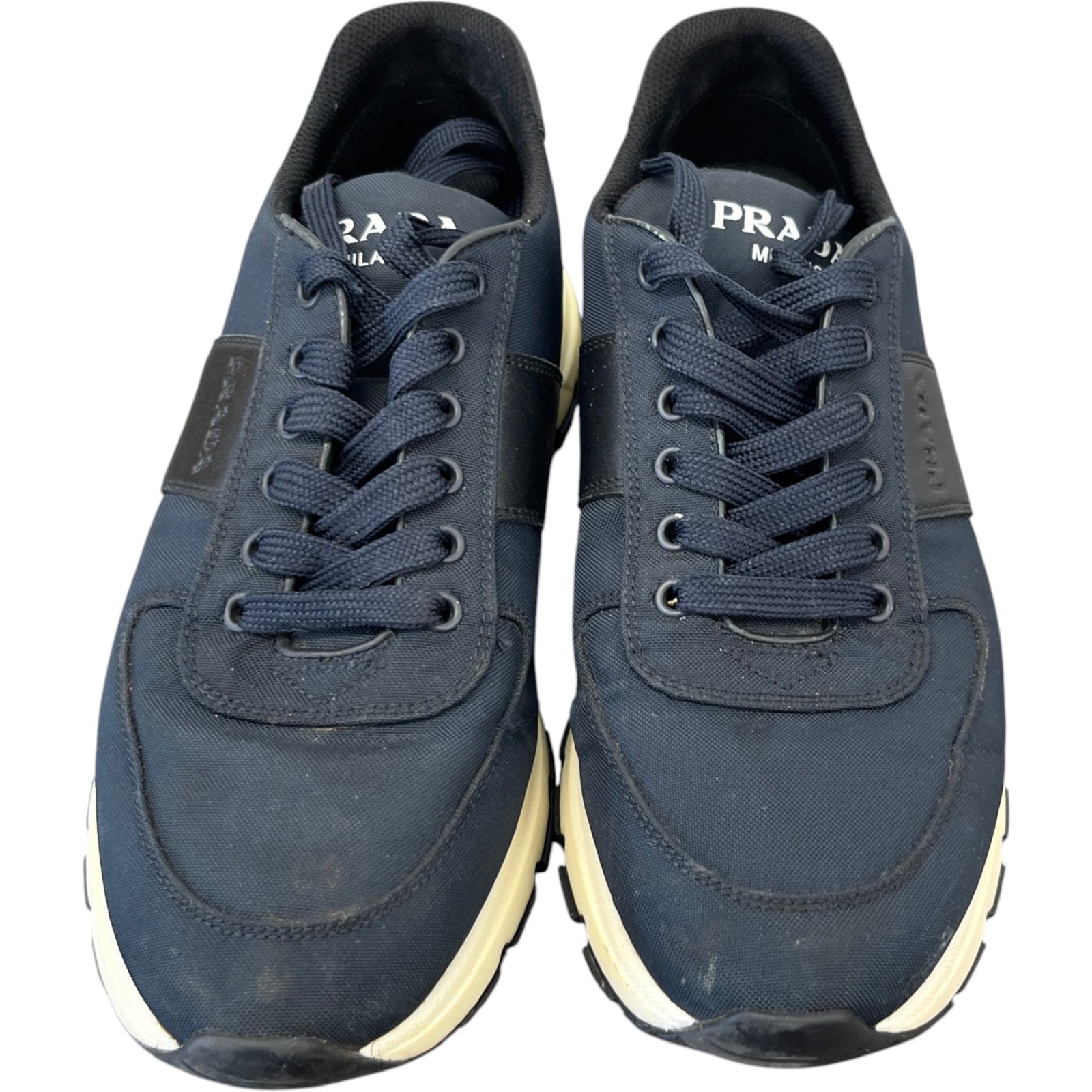 Prada Men's Logo Runner Low Trainers Navy Size 7.5 - Photo 6