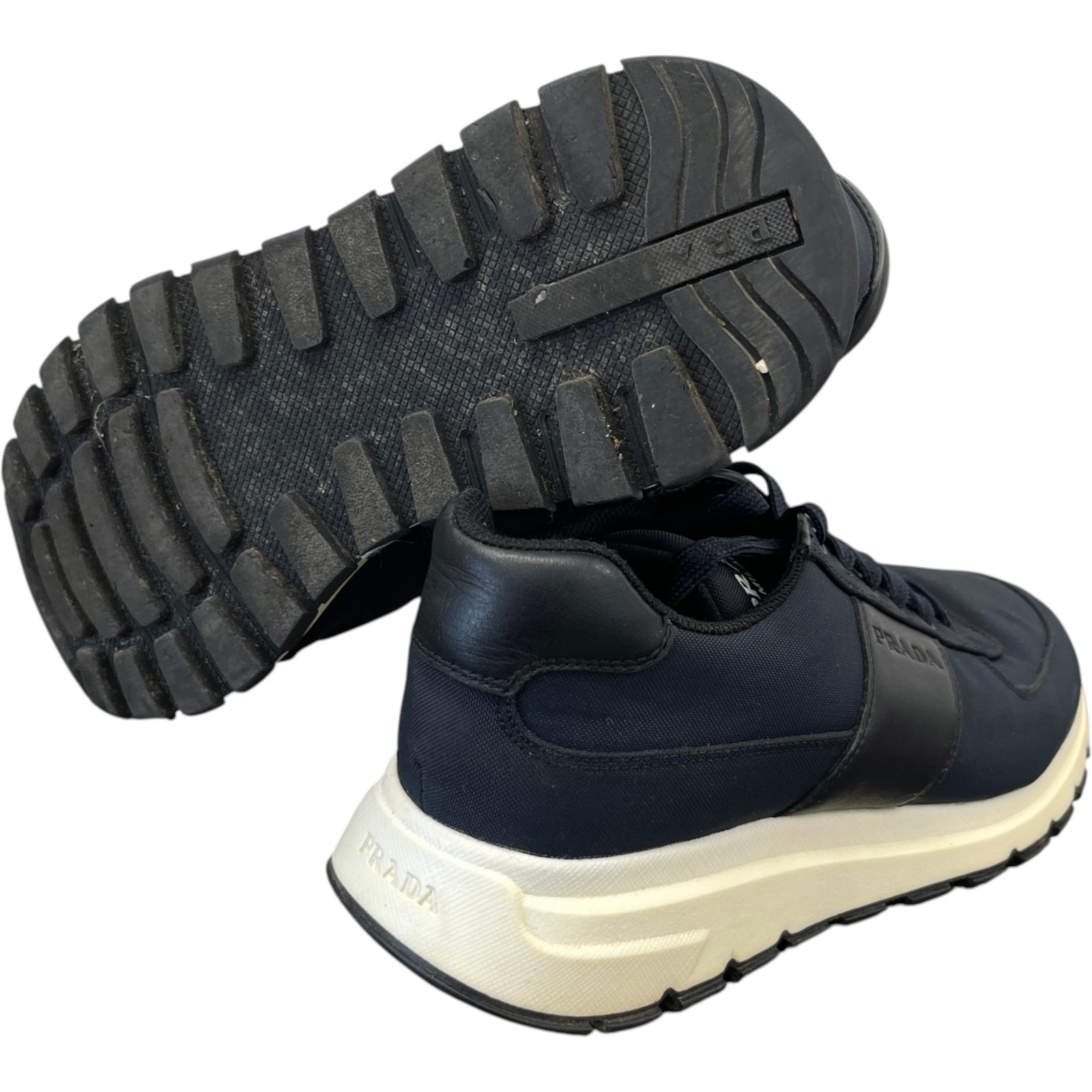 Prada Men's Logo Runner Low Trainers Navy Size 7.5 - Photo 10