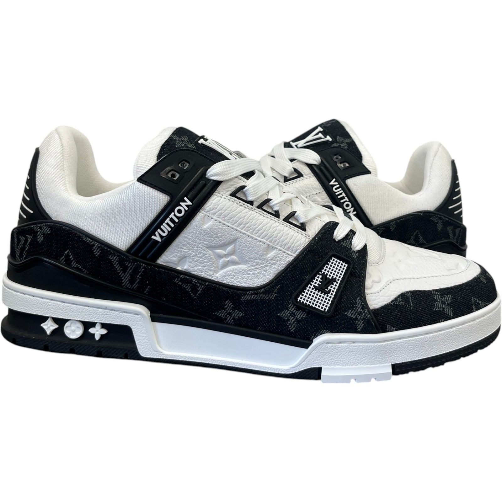 Men's Lv Denim Low Trainers Black Size EU 44 / UK 10 - Photo 3
