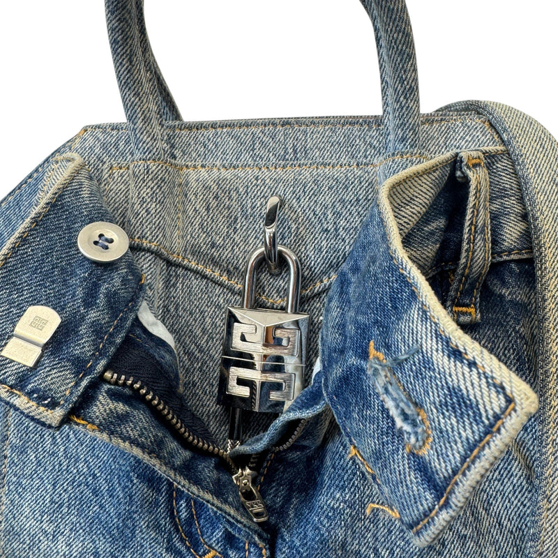 Women's Antigona Lock Mini Boyfriend denim Bag Blue