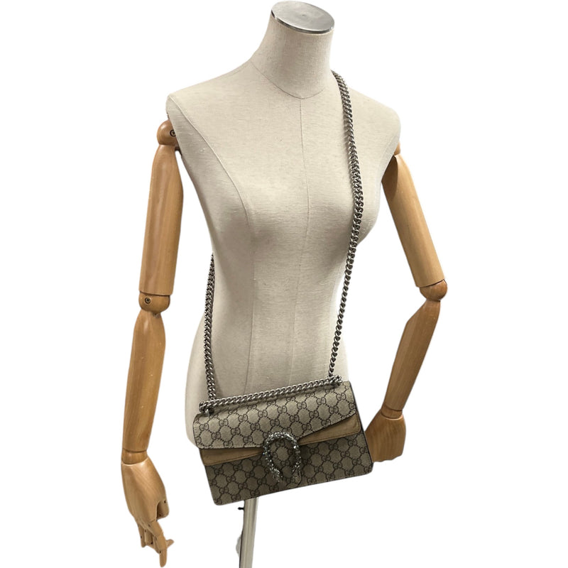 Gucci Women's GG Supreme Dionysus Small Shoulder Bag Beige