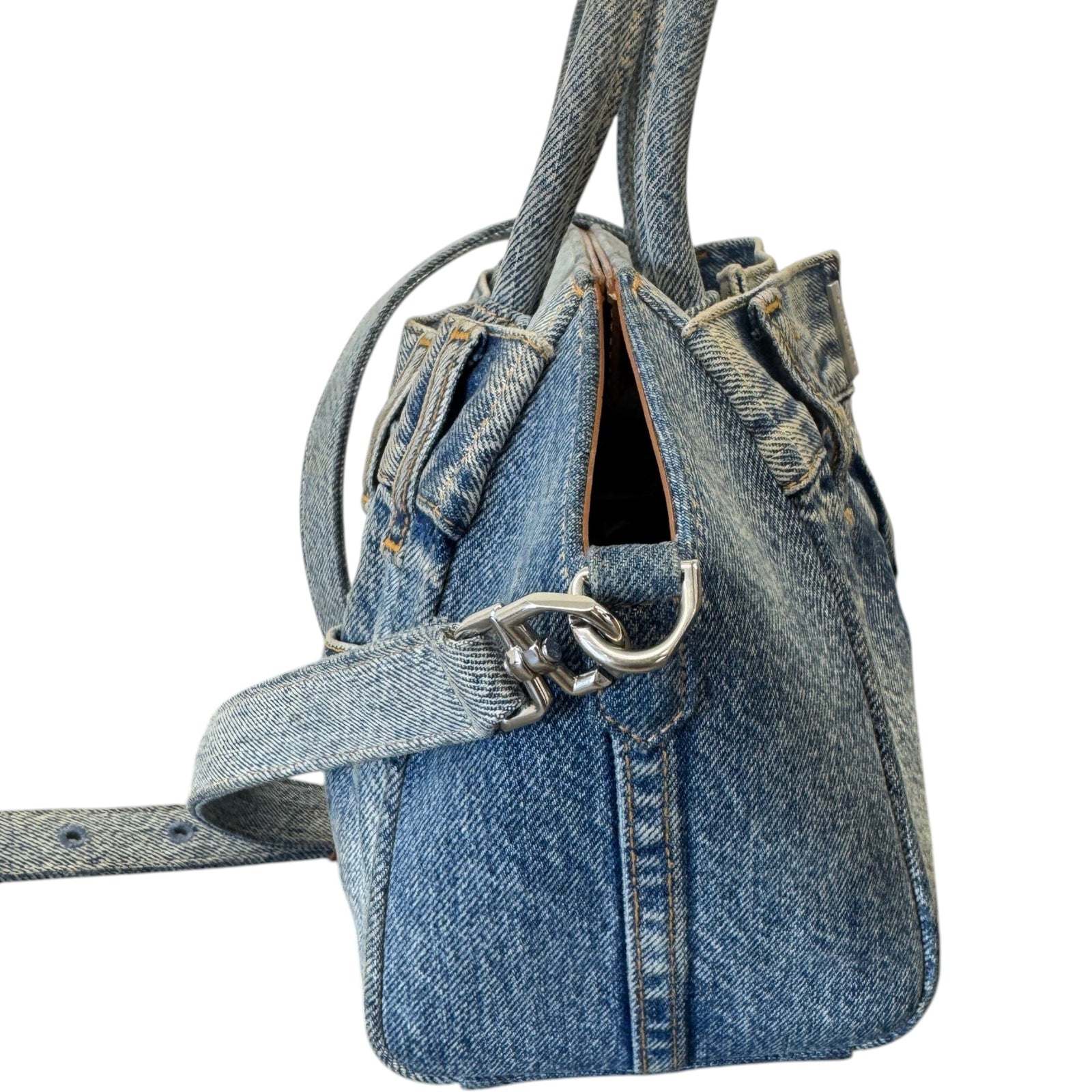 Women's Antigona Lock Mini Boyfriend denim Bag Blue - Photo 8