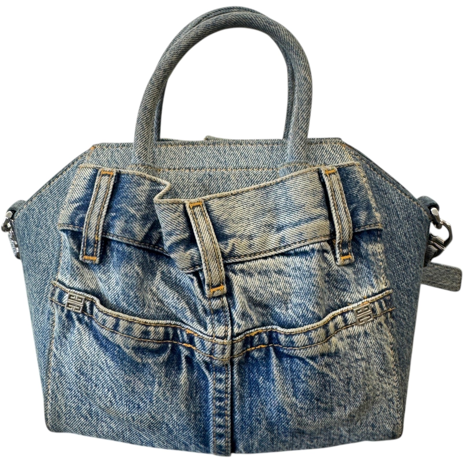 Women's Antigona Lock Mini Boyfriend denim Bag Blue - Photo 3