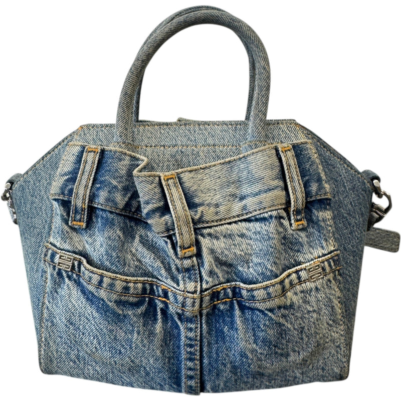 Women's Antigona Lock Mini Boyfriend denim Bag Blue
