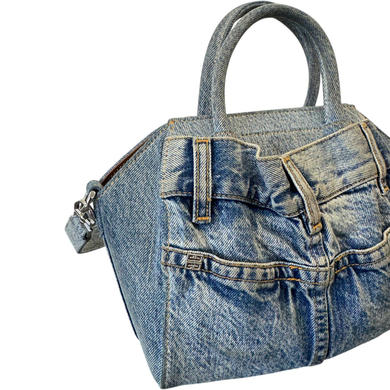 Women's Antigona Lock Mini Boyfriend denim Bag Blue