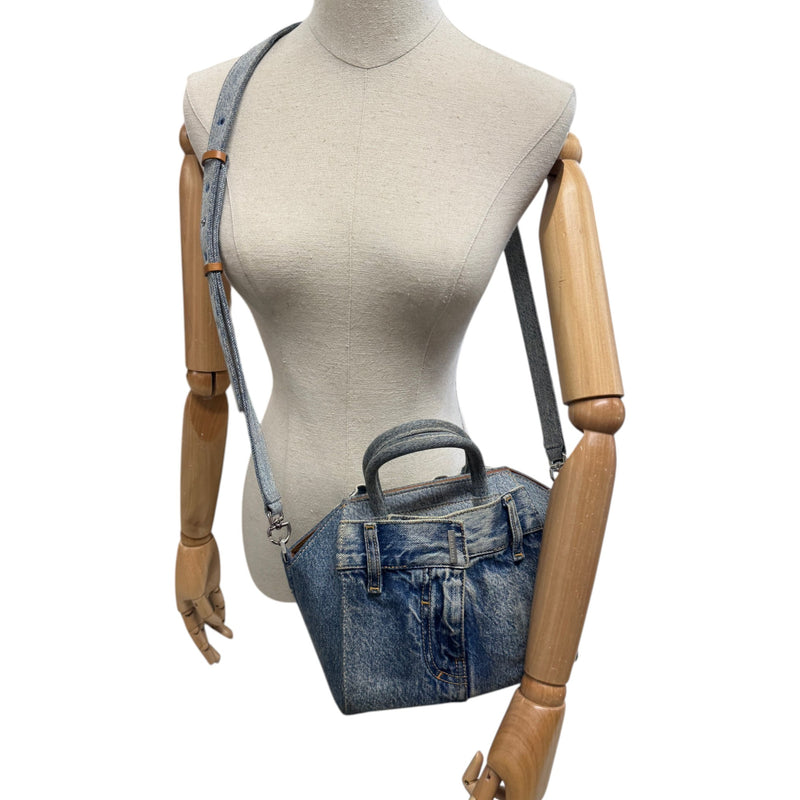 Women's Antigona Lock Mini Boyfriend denim Bag Blue