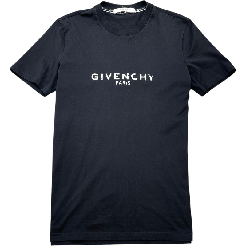 Men's Distressed Logo Print T-Shirt Black Size S