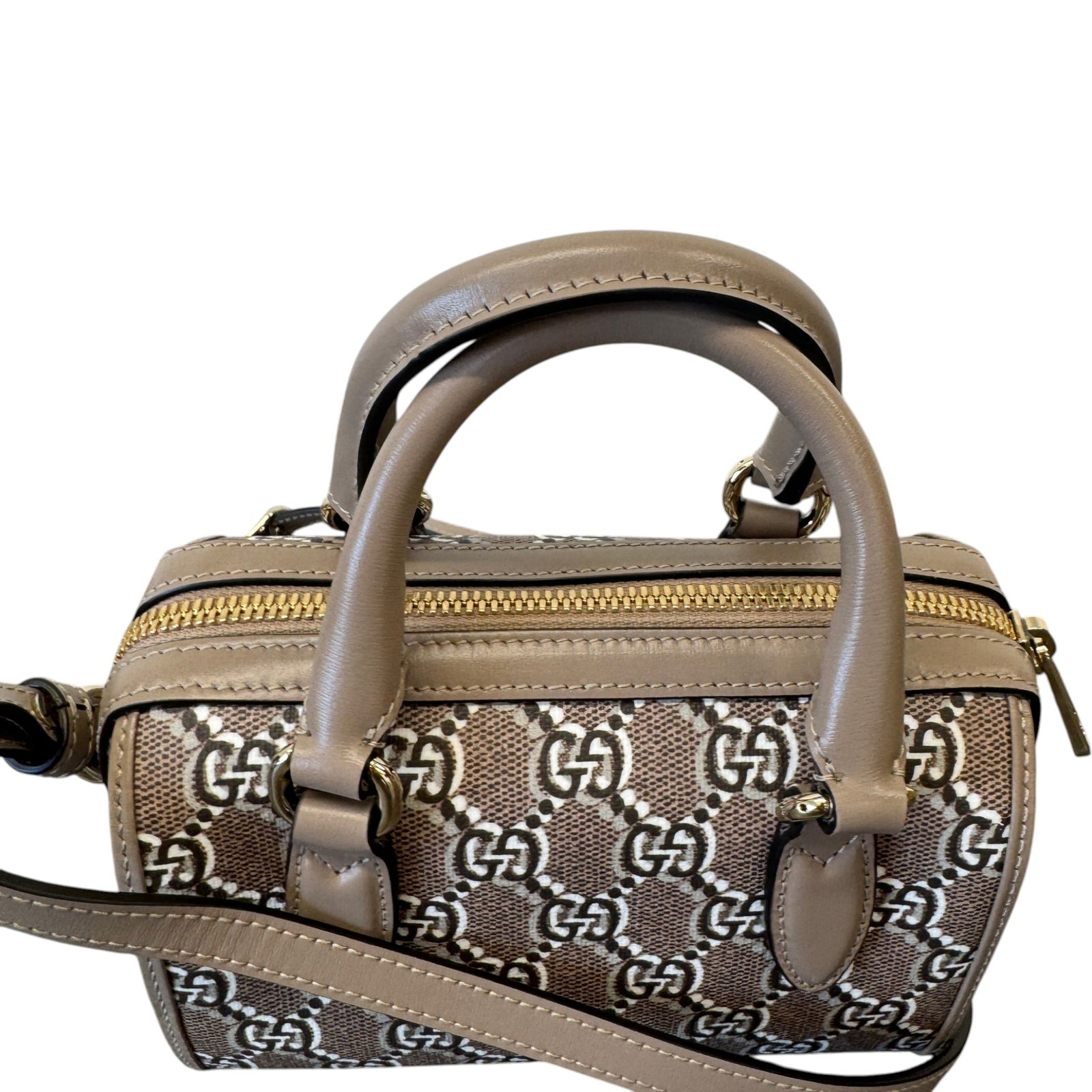 Women's Super Mini Boston Handbag Beige - Photo 4