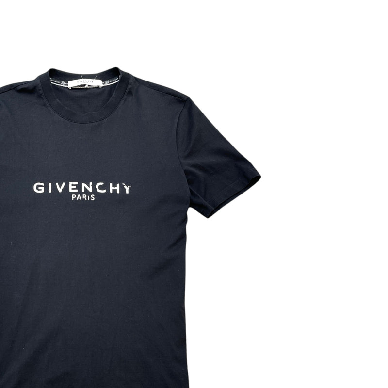 Men's Distressed Logo Print T-Shirt Black Size S
