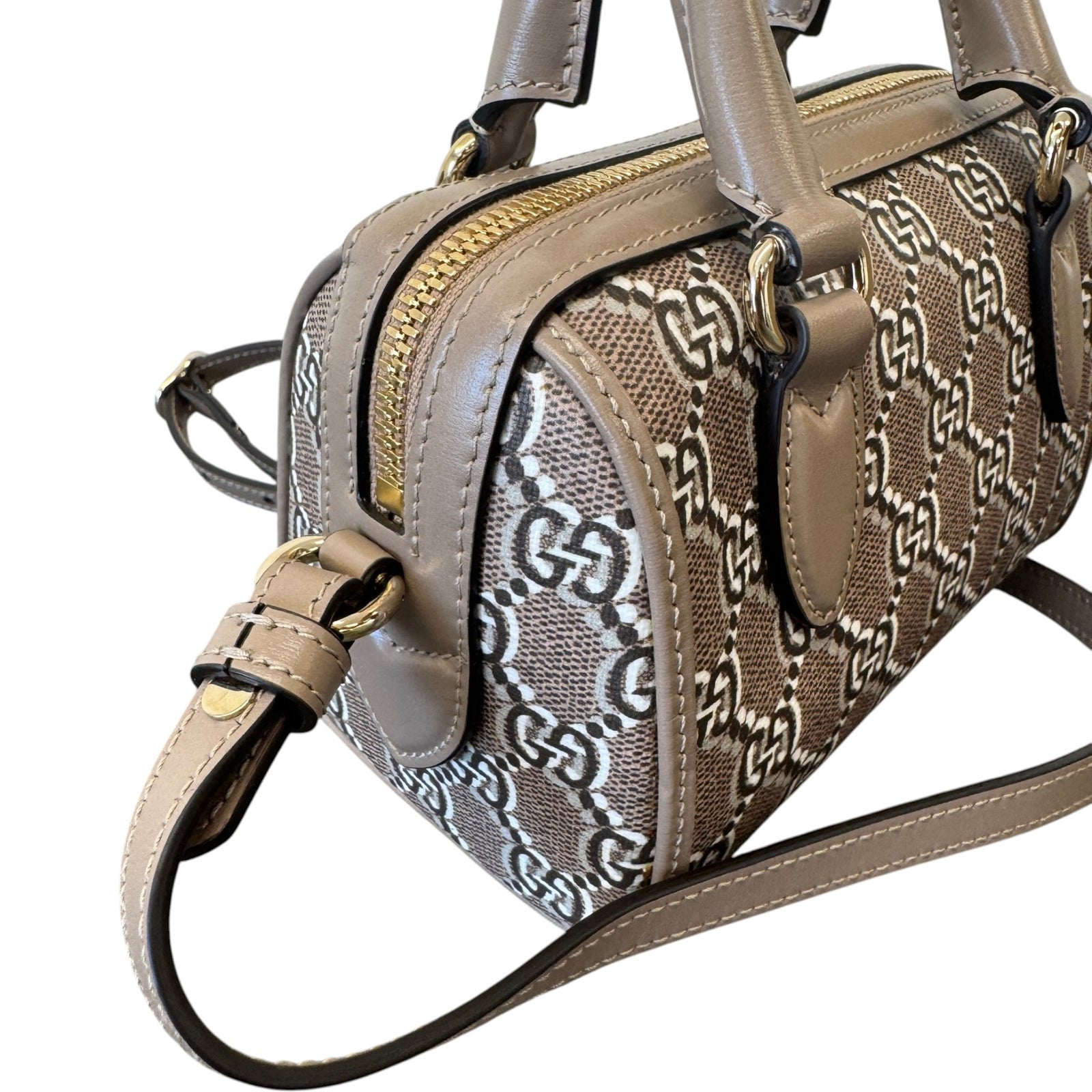 Women's Super Mini Boston Handbag Beige - Photo 5