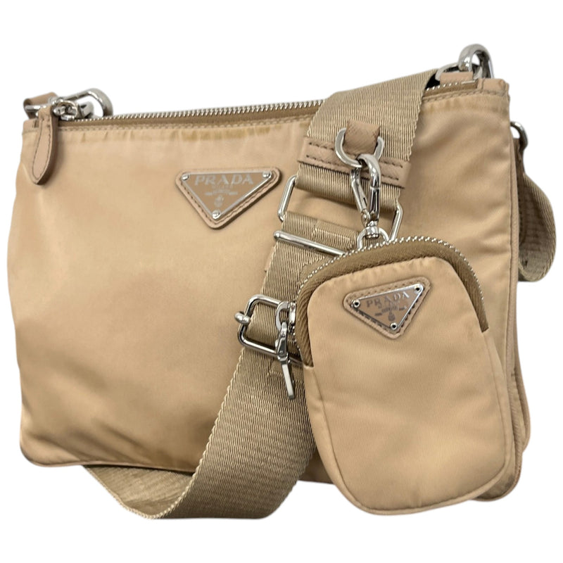Women's Re-Edition 2000 Plaque Logo Crossbody Bag Beige