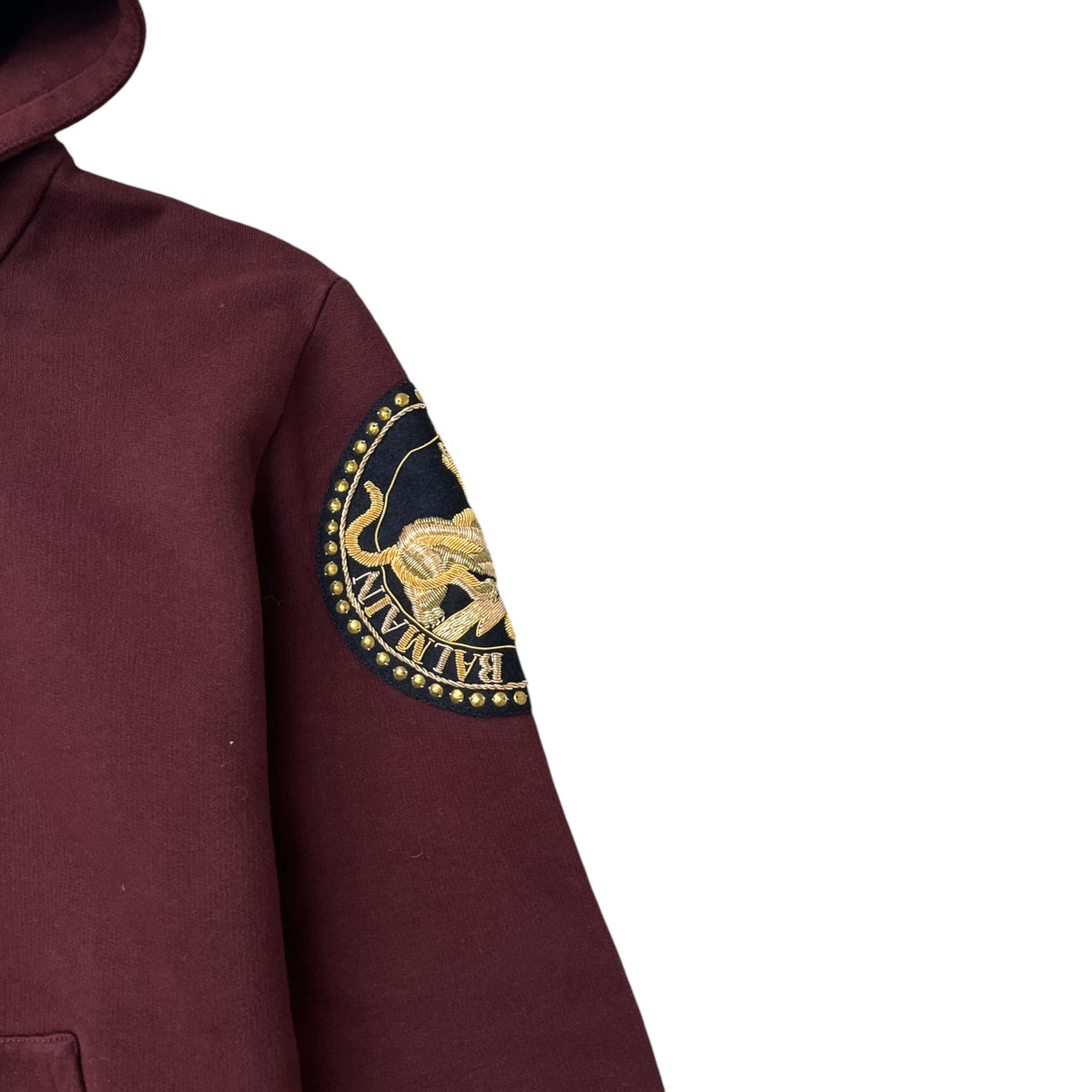 Men's Logo Crest Zip-Up Hoodie Burgundy Size S - Photo 5