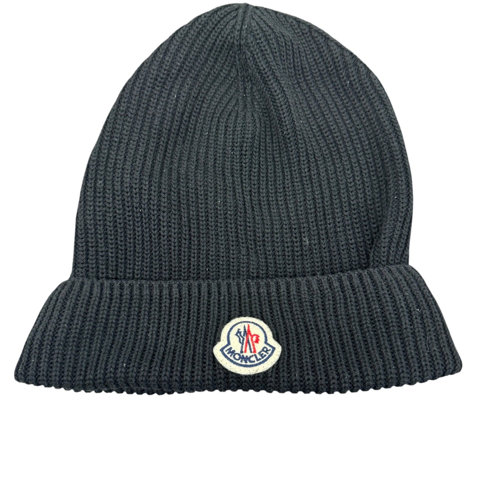 Men's Logo Patch Beanie Hat Black - Photo 1